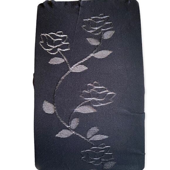 3/$15 Black Tights Floral Rose Sheer Design S/M - Picture 2 of 4